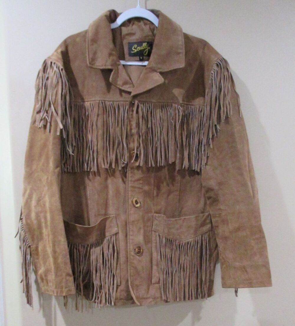 90's Geninue Leather Suede Scully Coat Women Med Brown Fringed MSRP 219.00